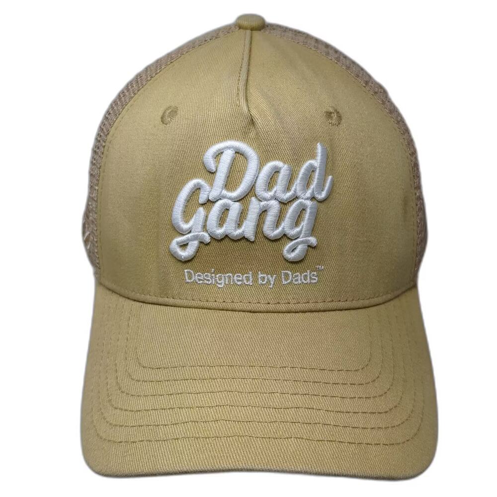 Dad Gang Trucker Hat Beige White XL Snapback Mesh Adjustable Big Domes Cotton